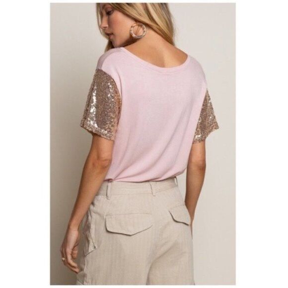 KNIT Top with Short Sleeves & Sequins in Rose Dawn - Picture 8 of 13